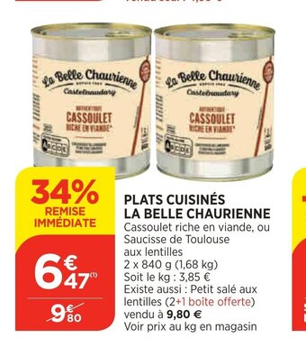 Bi1 Plats Cuisines La Belle Chaurienne offre