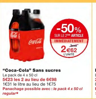 Monoprix Coca-Cola Sans sucres offre
