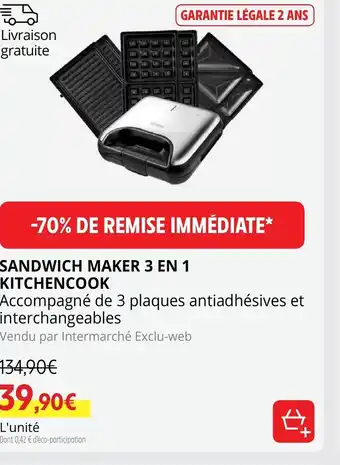 Intermarché Hyper Sandwich Maker 3 En 1 Kitchencook offre