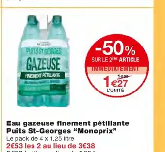 Monoprix Eau gazeuse finement pétillante offre
