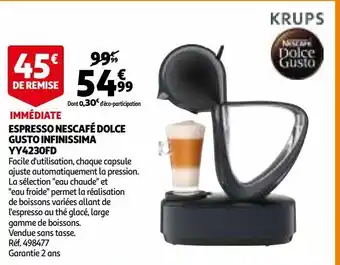 Auchan Espresso nescafé dolce gusto infinissima yy4230fd offre