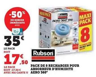 Super U Pack de 8 recharges pour absorbeur d'humidite aero 360° offre