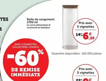 Super U Boîte de rangement 1700 ml offre