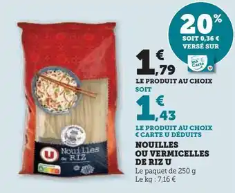 Super U Nouilles ou vermicelles de riz u offre