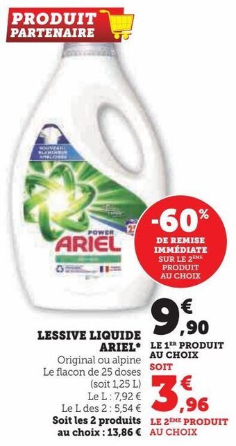Super U Lessive liquide ariel offre