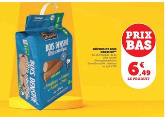 Super U Bûches de bois densifié offre