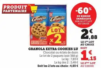 Super U Granola extra cookies lu offre