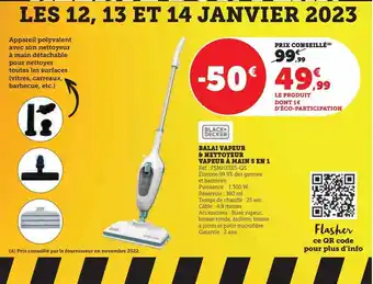 Super U Balai vapeur & nettoyeur vapeur à main 5 en 1 offre
