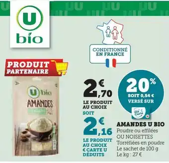 Hyper U Amandes u bio offre