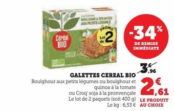 Hyper U Galettes cereal bio offre