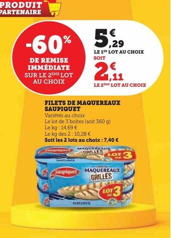 Hyper U Filets de maquereaux saupiquet offre