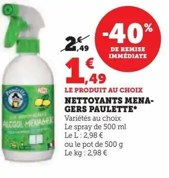 Nettoyants mena- gers paulette*