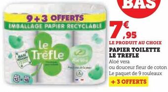 Hyper U Papier toilette le trefle offre