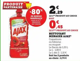 Hyper U Nettoyant menager ajax offre