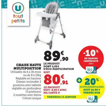 Chaise haute multiposition