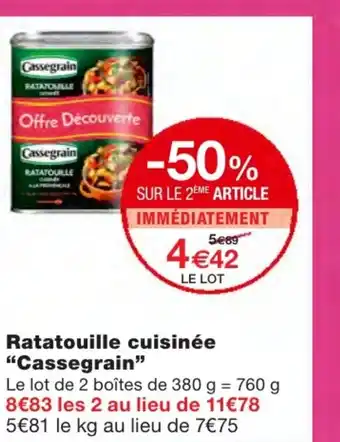 Ratatoille cuisinée Cassegrain