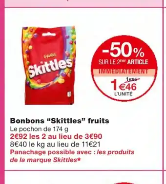 Monoprix Bonbons Skittles fruits offre