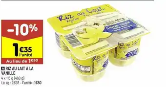 Leader Price Riz au lait à la vanille offre