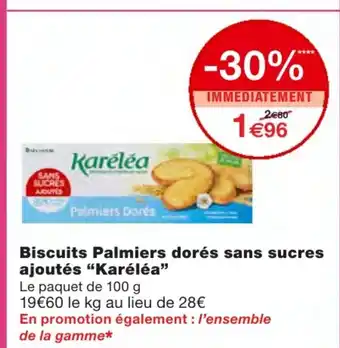 Monoprix Biscuits Palmiers dorés sans sucres offre