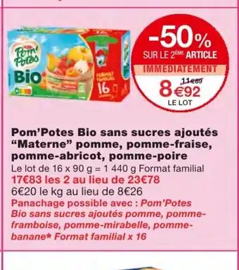 Monoprix Pom'Potes Bio sans sucres ajoutés offre