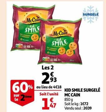 Auchan Kid smile surgelé mc cain offre