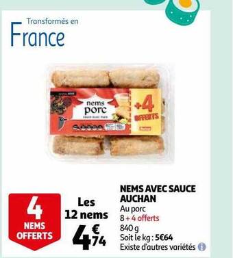 Auchan Nems avec sauce auchan offre
