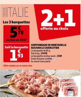 Auchan Chiffonnade de mortadelle auchan le charcutier offre