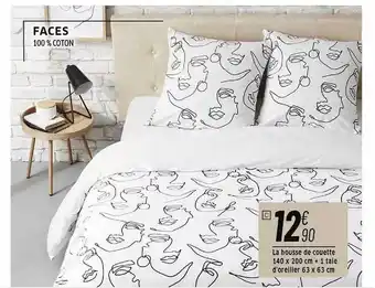 Cora x Carrefour La housse de couette 140 x 200 cm + 1 taie d'oreiller 63 x 63 cm faces offre