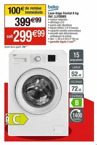 Cora x Carrefour Lave-linge frontal 8 kg beko offre