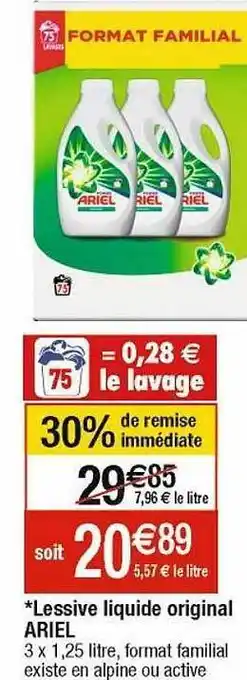 Cora x Carrefour Lessive liquide original ariel offre