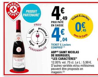 E.Leclerc Aop saint nicolas de bourgueil offre