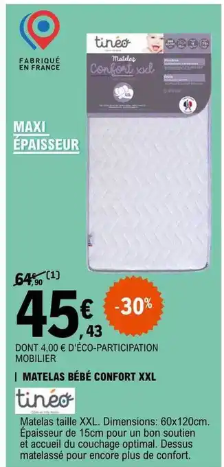 E.Leclerc Matelas bébé confort xxl tinéo offre
