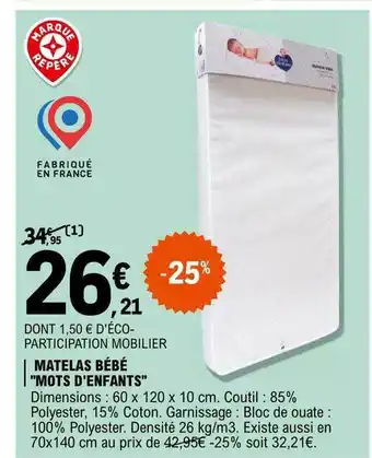 E.Leclerc Matelas bébé offre