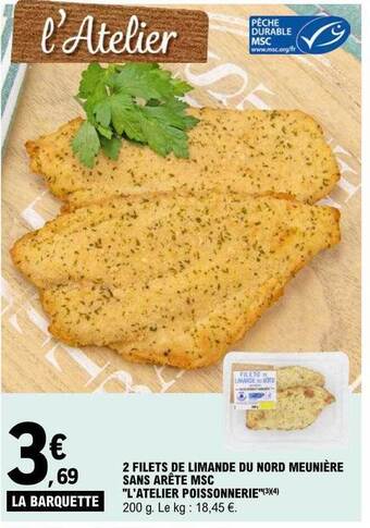E.Leclerc 2 filets de limande du nord meunière sans arête msc offre
