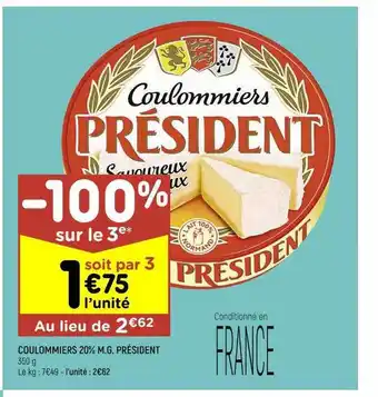 Leader Price Coulommiers 20% m.g. président offre
