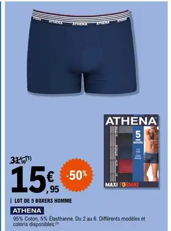 E.Leclerc Lot de 5 boxers homme athena offre