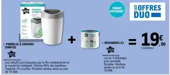 Poubelle à couches simplee tommee tippee + recharges x3 tommee tippee
