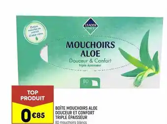 Leader Price Boîte mouchoirs aloé douceur et confort triple épaisseur offre
