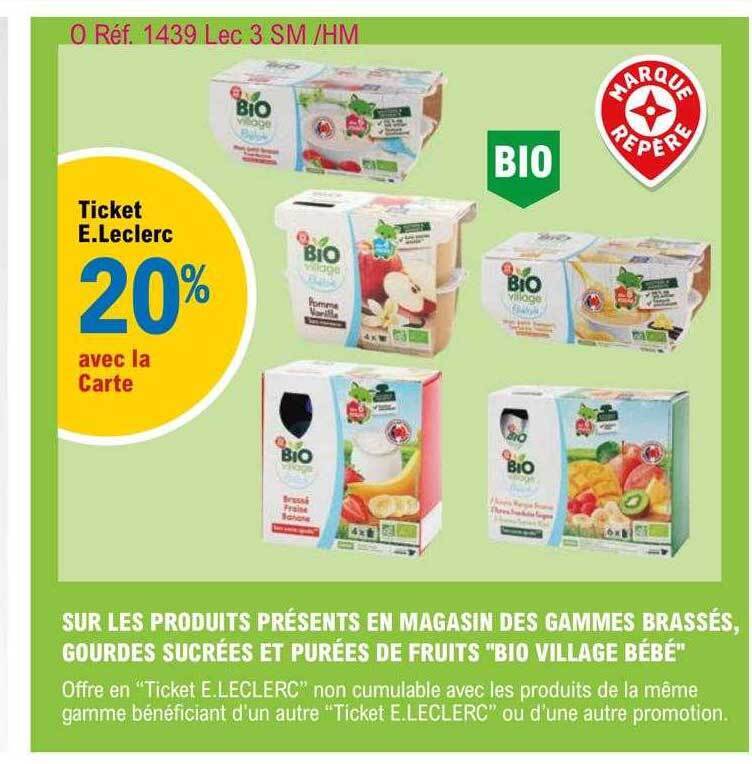 Promo Gammes brassés, gourdes sucrées et purées de fruits chez E.Leclerc