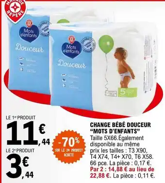 E.Leclerc Change bébé douceur offre