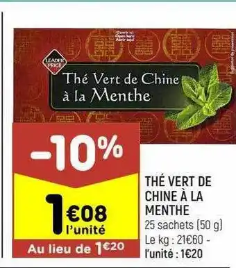 Thé vert de chine à la menthe