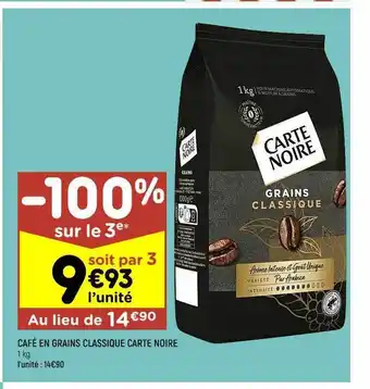 Leader Price Café en grains classique carte noire offre