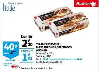 Auchan Tiramisu saveur mascarpone & spéculoos auchan offre