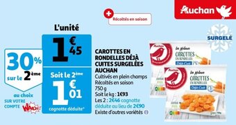 Auchan Carottes en rondelles déjà cuites surgelées auchan offre