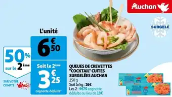 Auchan Queues de crevetets "cocktail" cuites surgelées auchan offre
