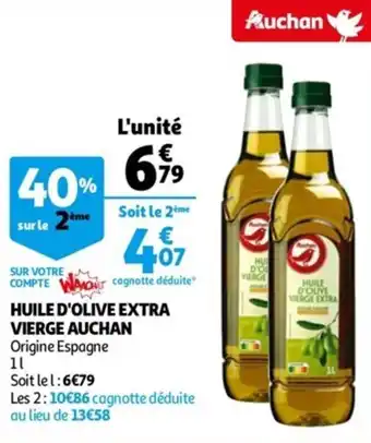 Auchan Huile d'olive extra veirge auchan offre
