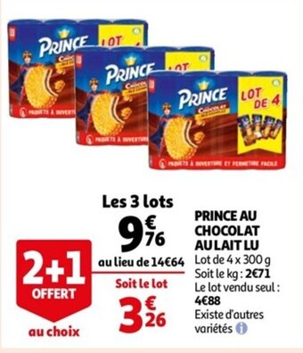 Auchan Prince au chocolat au lait LU offre