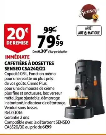 Auchan Cafetière à dosettes senseo CSA240/21 offre