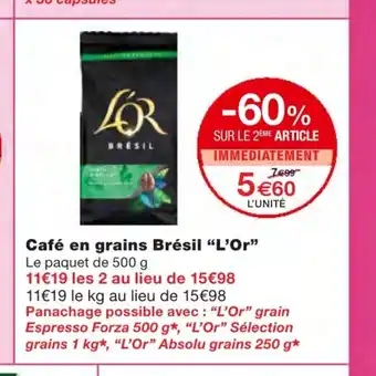 Monoprix Café en grains Brésil L'Or offre