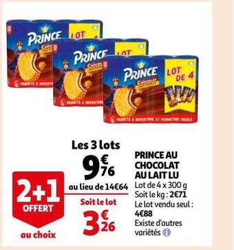 Auchan Prince au chocolat au lait lu offre